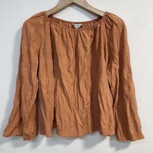 Elizabeth & James Sz Medium Orange Off the Shoulder Top 3/4 Sleeve Flowy Boho